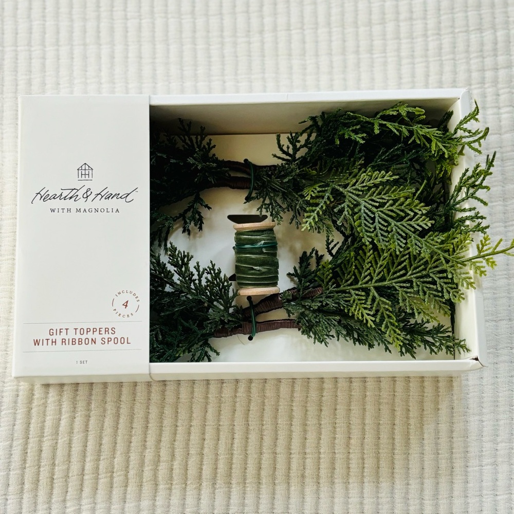 Hearth & Hand with Magnolia Gift Toppers and Ribbon Spool Box Set of 4 NWT